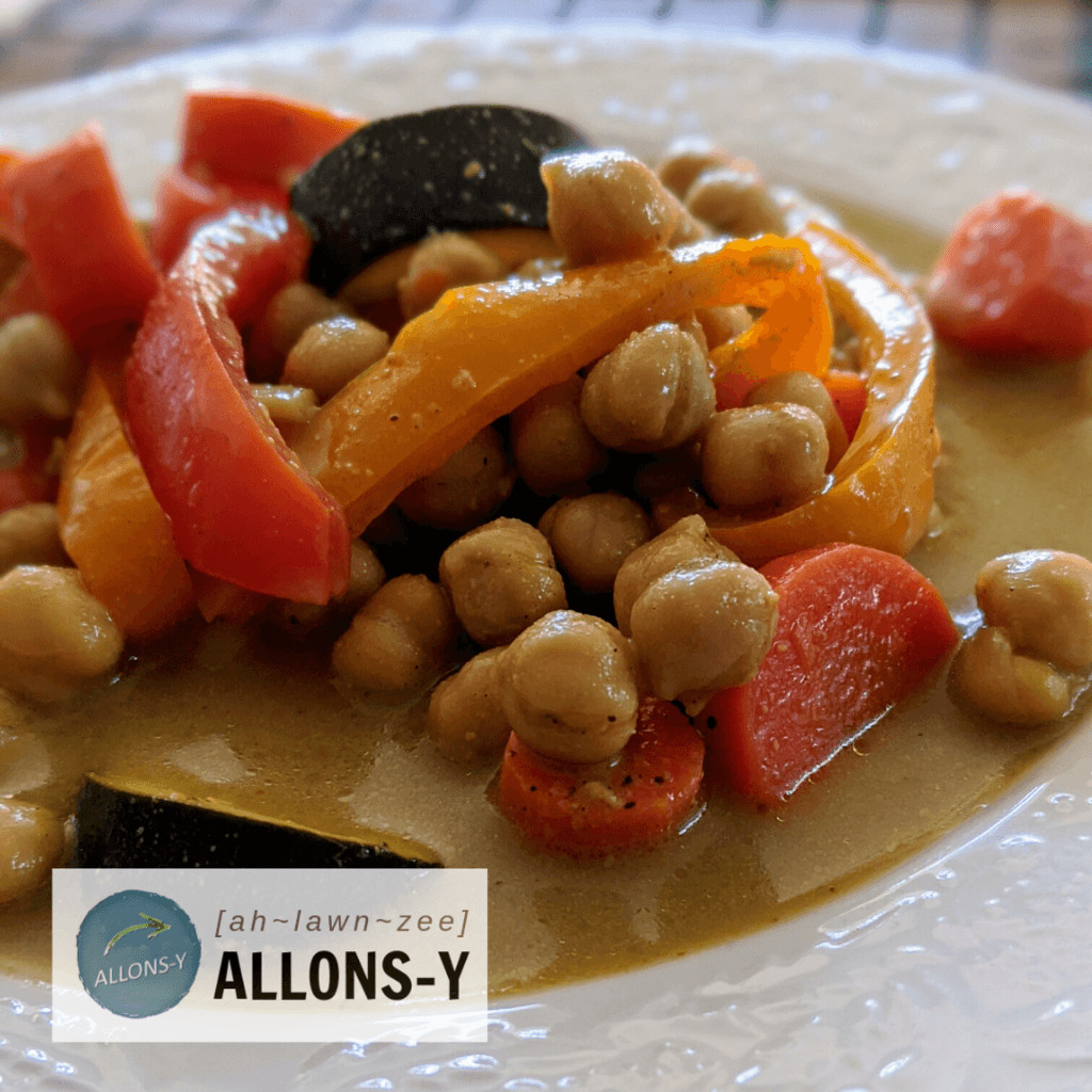 chickpea and vegetable stew in plate