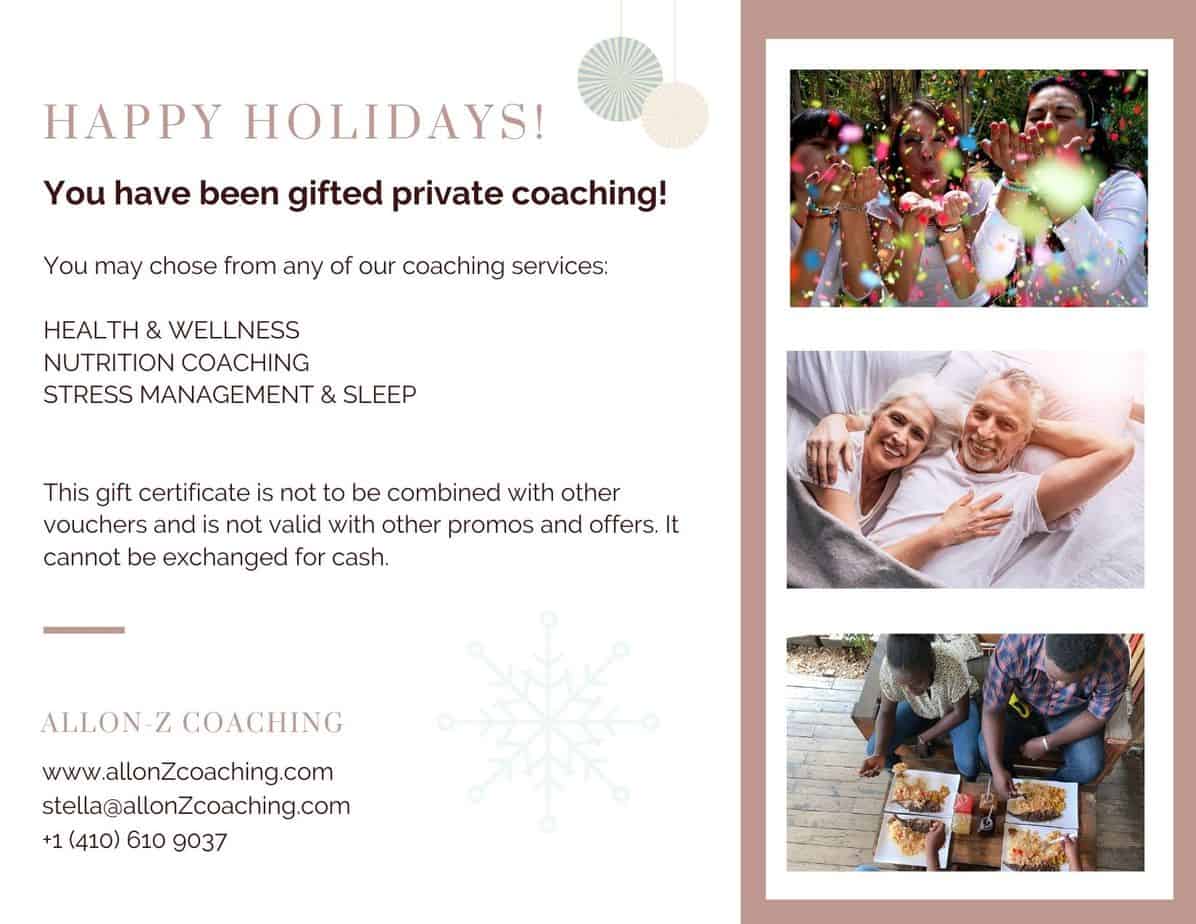 Private Coaching Deluxe Pack back of gift certificate